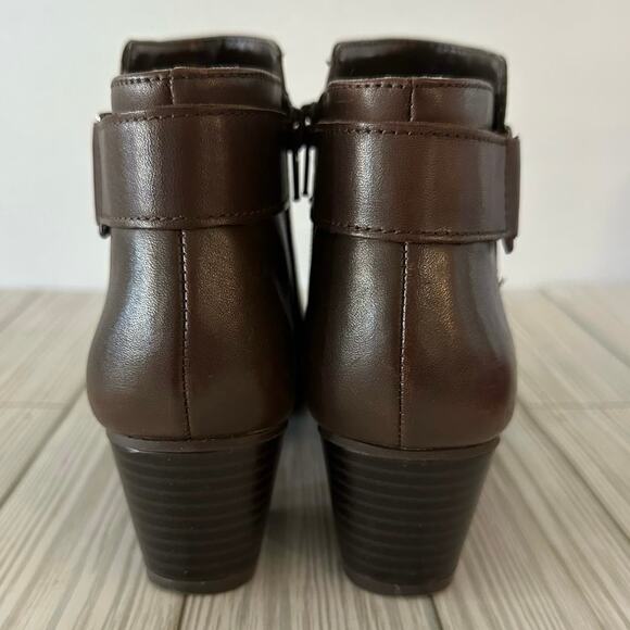 Alfani Womens 6M Adisonn Ankle Boots Booties Brown Leather Side Zip Buckle - Picture 7 of 11